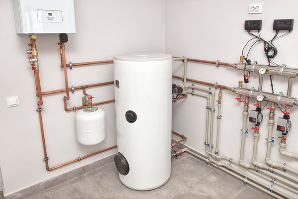 image of a water heater an heating oil hydronic system