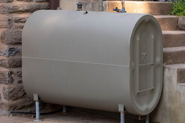 image of an outdoor above ground home heating oil tank