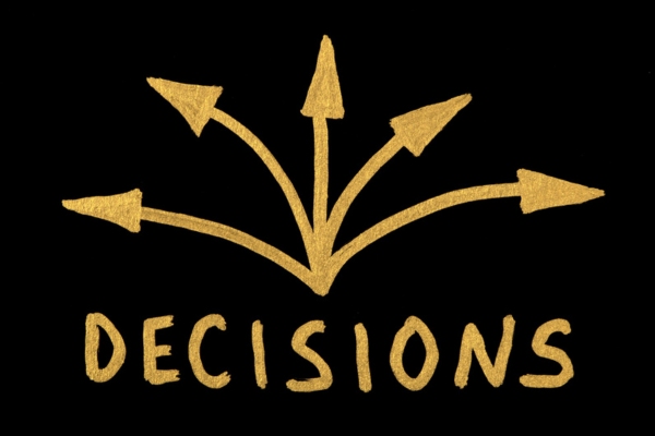 decisions and arrow against a black background depicting best oil delivery option