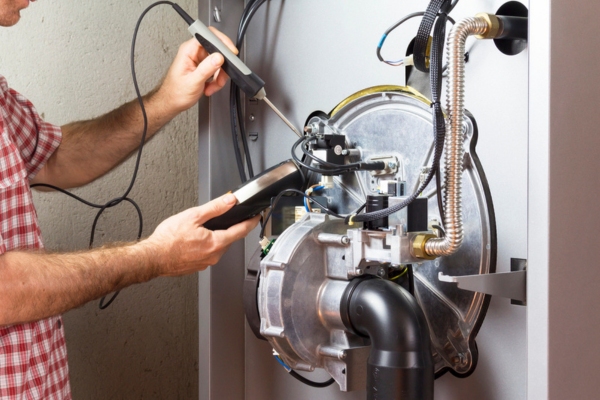 image of a professional oil boiler filter replacement and overall maintenance