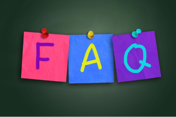 FAQ written on colored paper depicting questions about boiler