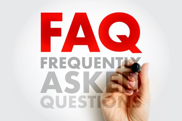 Frequently Asked Questions written on virtual board depicting questions about ductless air conditioners
