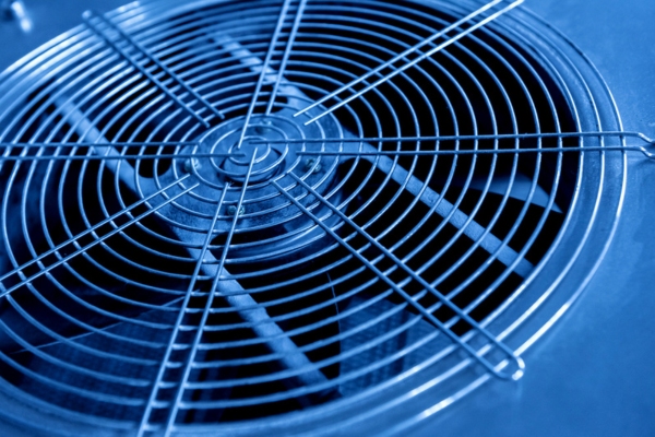 close up view of air conditioner condenser fan