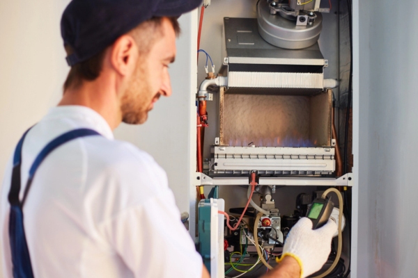 HVAC technician preparing furnace for the cold