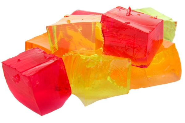 colored gel cubes depicting oil gelling