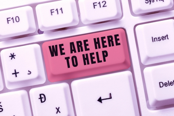 We are here to help written on a keyboard keys depicting How County Line Fuel Supports Your Home