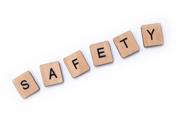 SAFETY spelled using wooden letter chips
